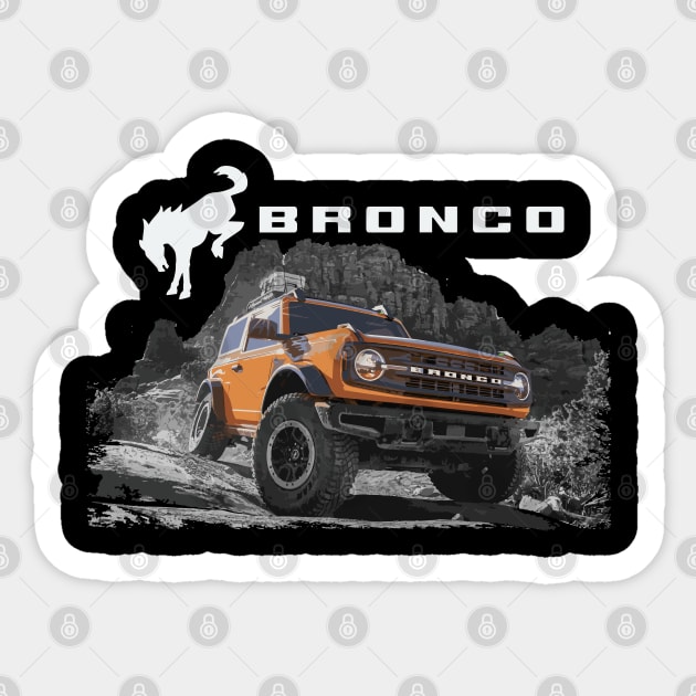 6th gen bronco 6g Black Diamond Cyber Orange Murica Sticker by cowtown_cowboy